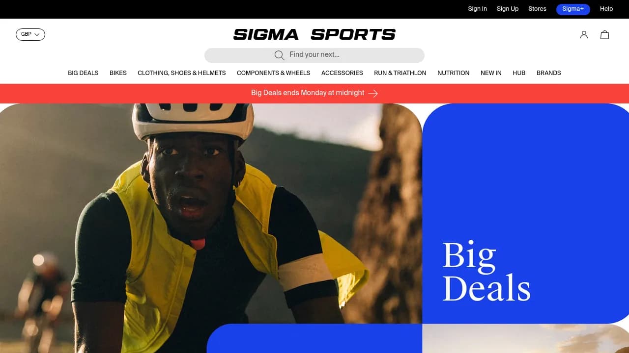 Sigma Sports homepage