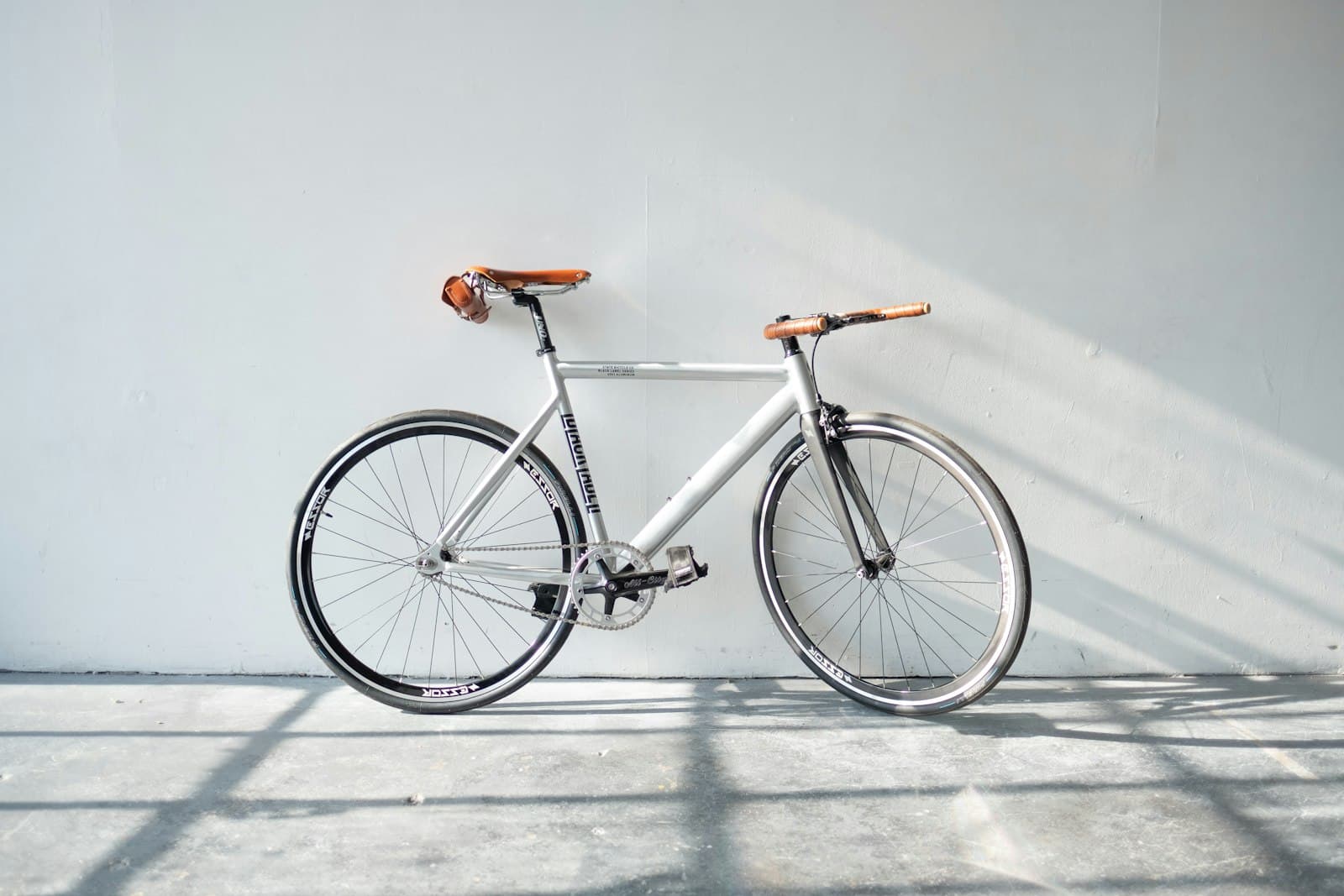 Commuter riding through a city street on a bike