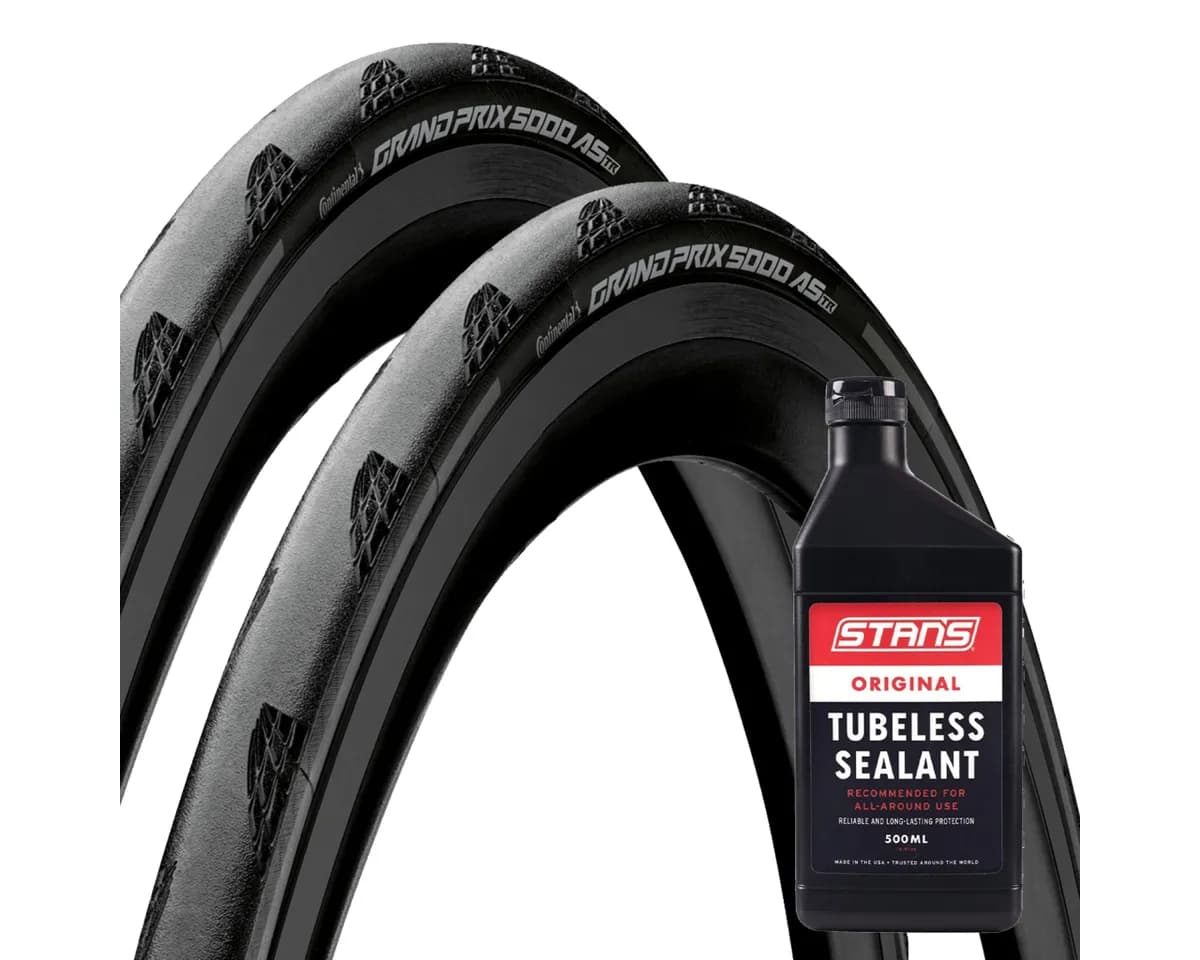 Continental GP5000 AS TR Folding Road Tyres With Stans 500ml Tubele...