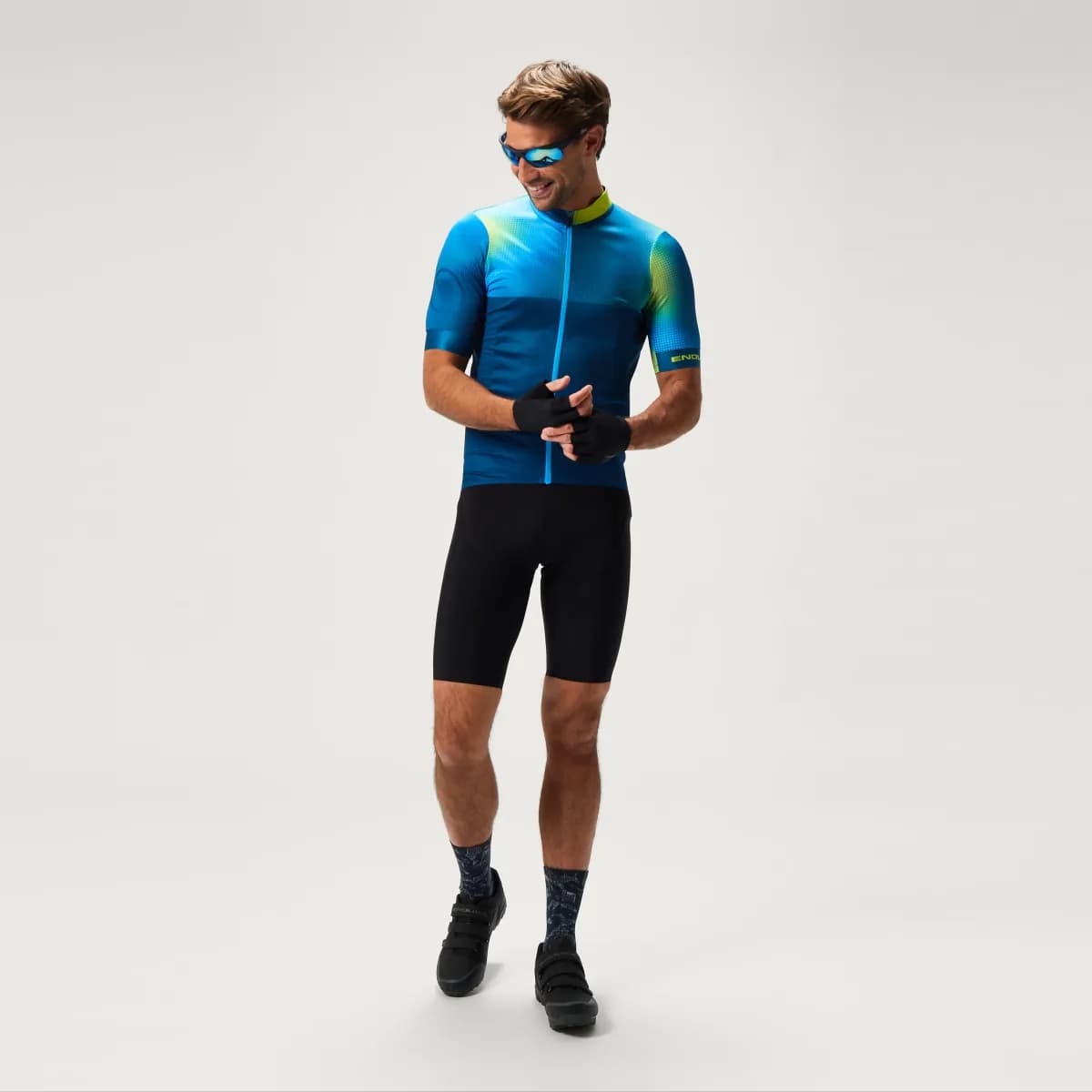 Endura Men's FS260 Bitmap S/S Jersey - Barra Blue