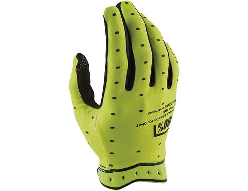 100% Ridefit Full Finger Gloves in Flo Yellow