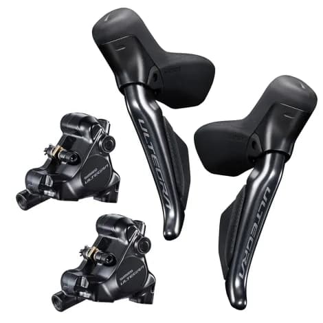Shimano Ultegra R8170 Di2 Hydraulic Disc STI Levers & R8170 Flat Mount Disc Brake Set - 12 Speed