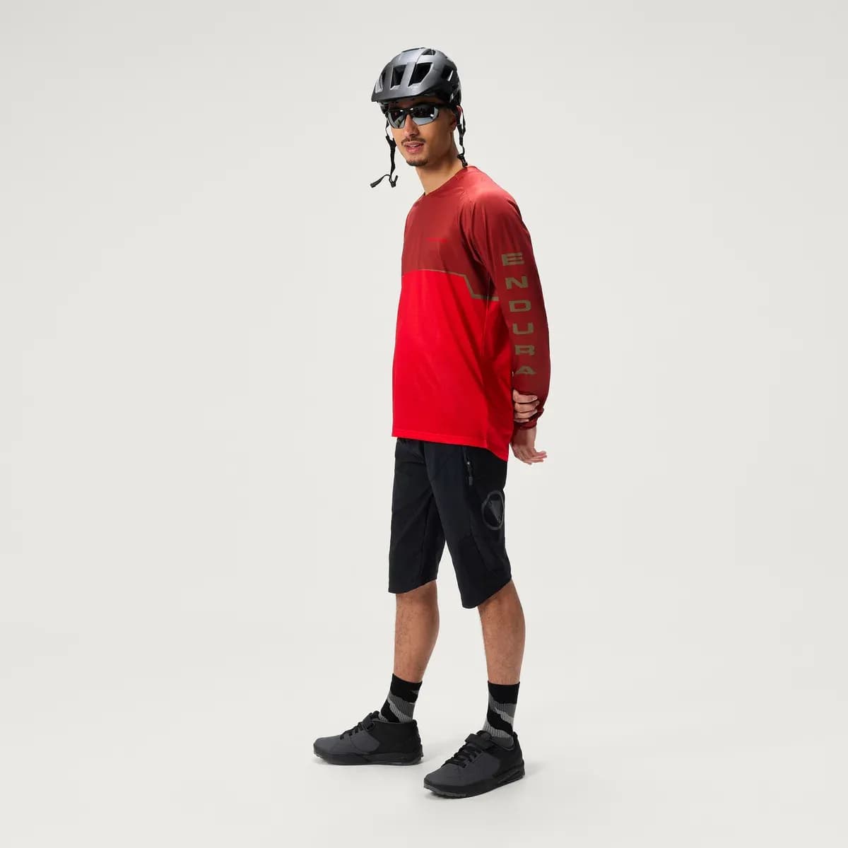 Endura Men's SingleTrack Core Printed Long Sleeve Tee - Flame Red