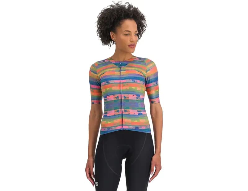 Sportful Glitch Women's Bomber Jersey in Multicolour Papaya