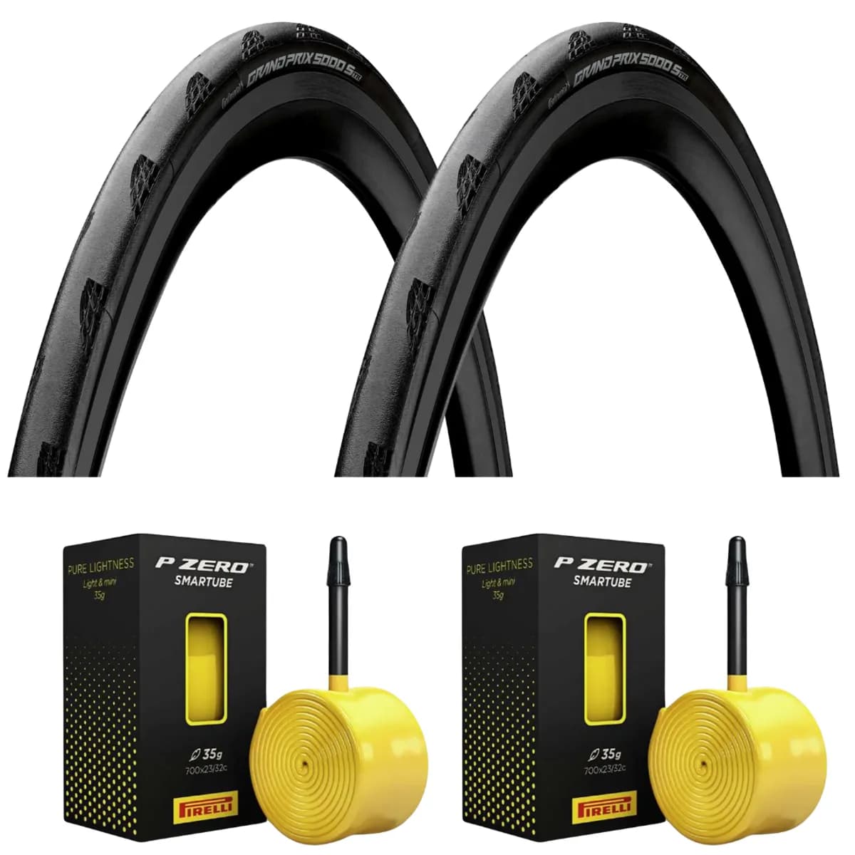 Continental GP5000S TR Tyre Pair with Inner Tubes Bundle